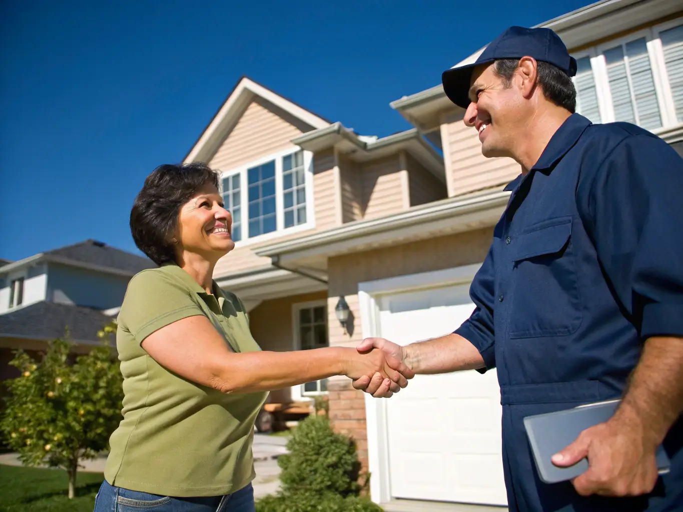 A homeowner shaking hands with a trusted builder, representing the importance of selecting the right contractor for a successful home extension project.