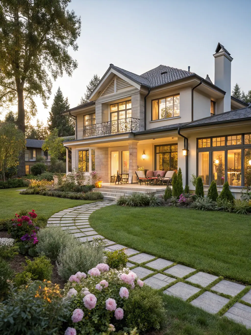 A lush garden with a newly built garden house, highlighting the potential return on investment for homeowners.