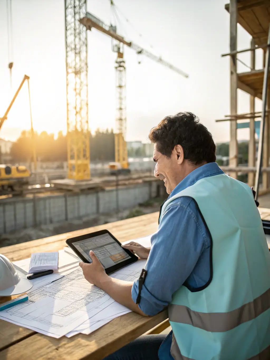 A construction expert reviewing a builder's credentials and past projects, ensuring they meet Plan Build Extend's high standards.