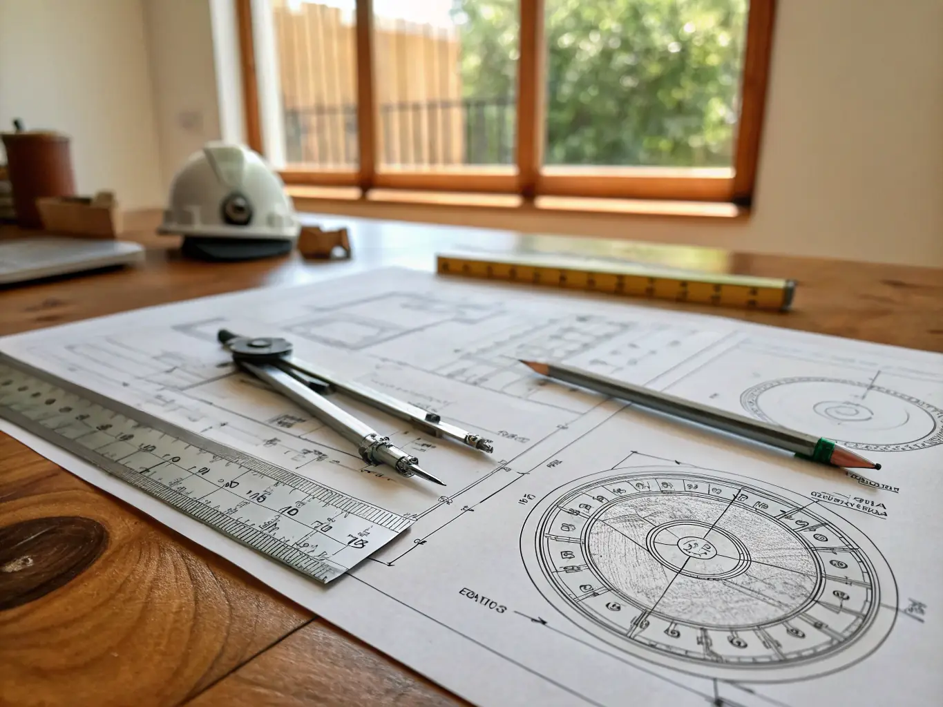 An image of architectural plans being reviewed, highlighting the need for compliance with building regulations in home extension projects.